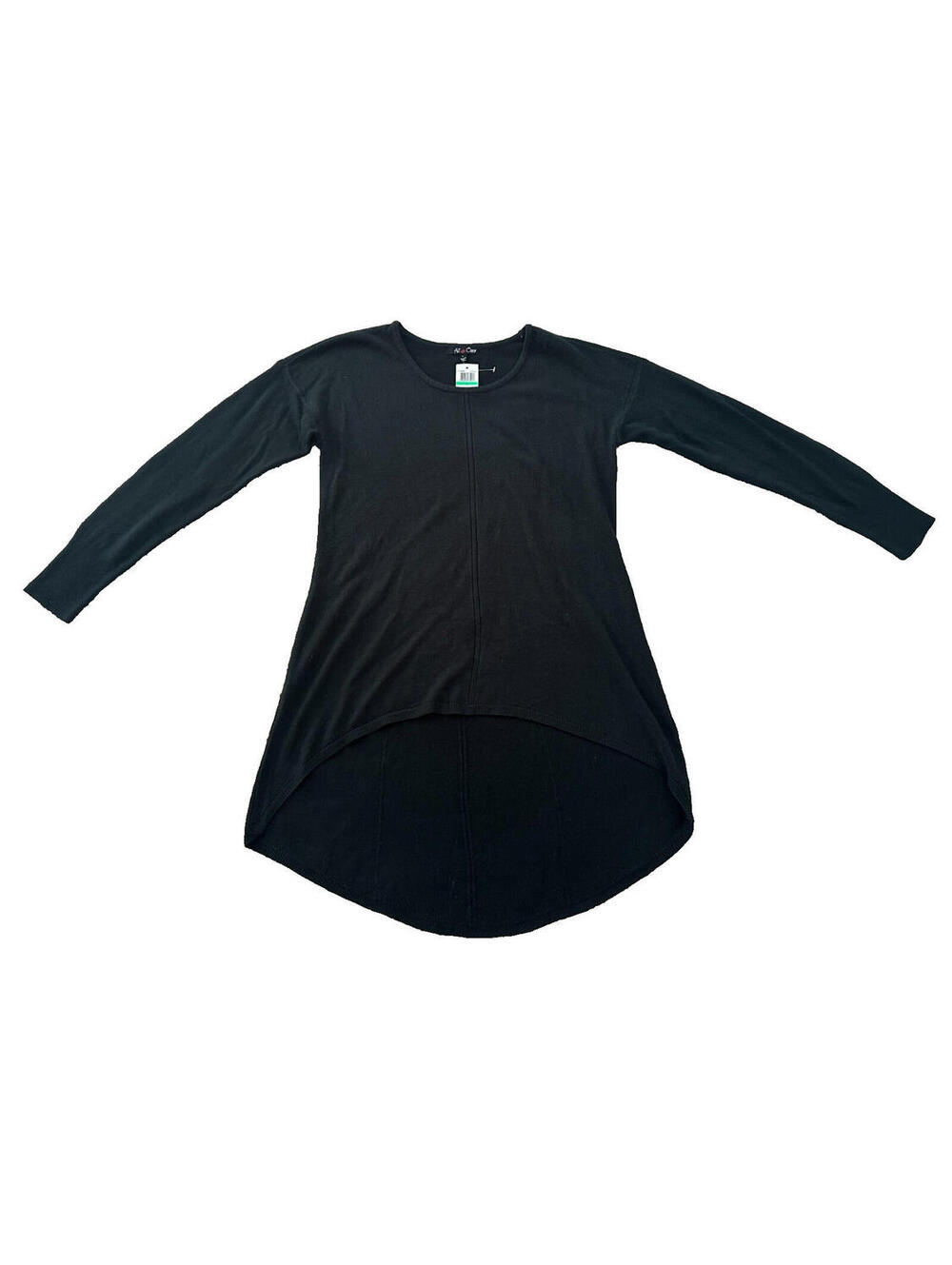 NWT All At Once Black Knit Tunic Sweater Super High-Low Scoopneck Long Sleeve L